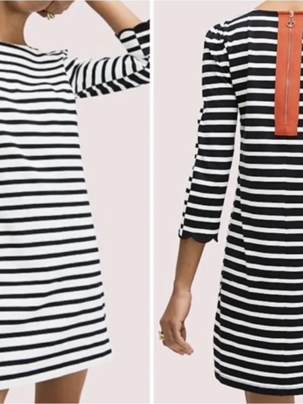 Kate Spade Scallop Dress Womens Medium New W Tags Black Cotton Preppy Minimalist